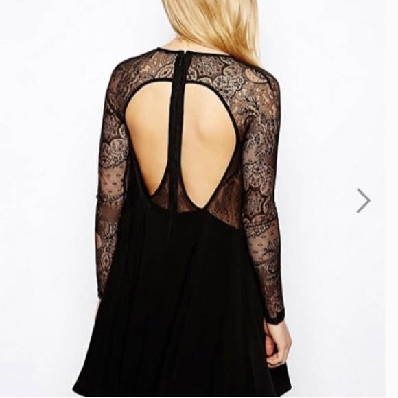 𝅺NEW ASOS SZ 10 LACE ARMS T- BACK DRESS PINK - Picture 5 of 9